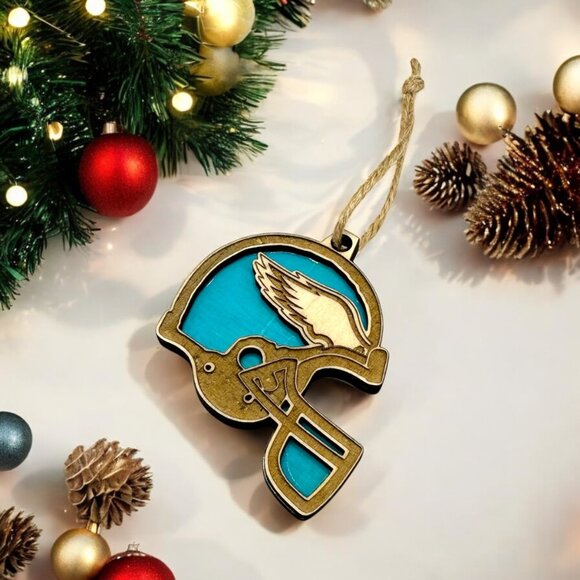 Philadelphia Eagles Christmas Ornament - Wood & Detailed Laser-Engraved - Picture 3 of 3
